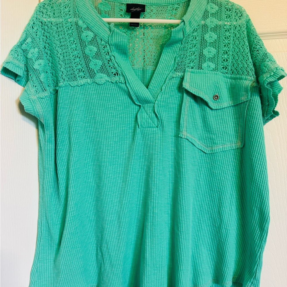 Daytrip Turquoise Boxy Blouse Relaxed Fit